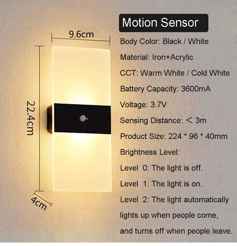 Rechargeable Wall Light with Switch Dimmable Weram